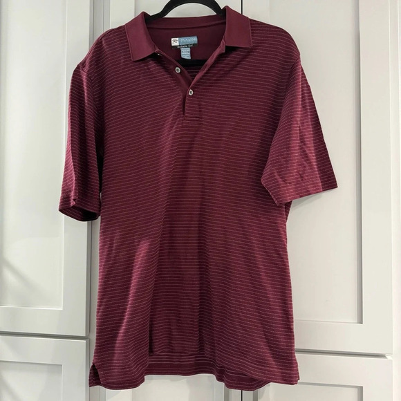 Jos A Bank Burgundy Ledbetter Golf Shirt 100% Cotton Small Stays Cool Technology - Picture 1 of 4